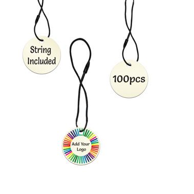 Shimmer White Gold Custom Hang Tag - Circle - 1" dia.